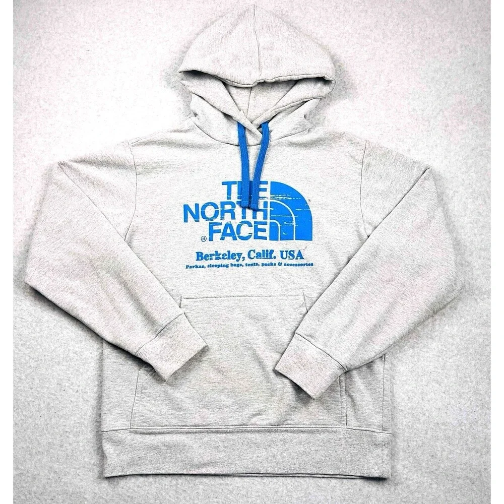 The North Face Mens S Gray Berkeley Graphic Fleece Hoodie Gorpcore Outdoor